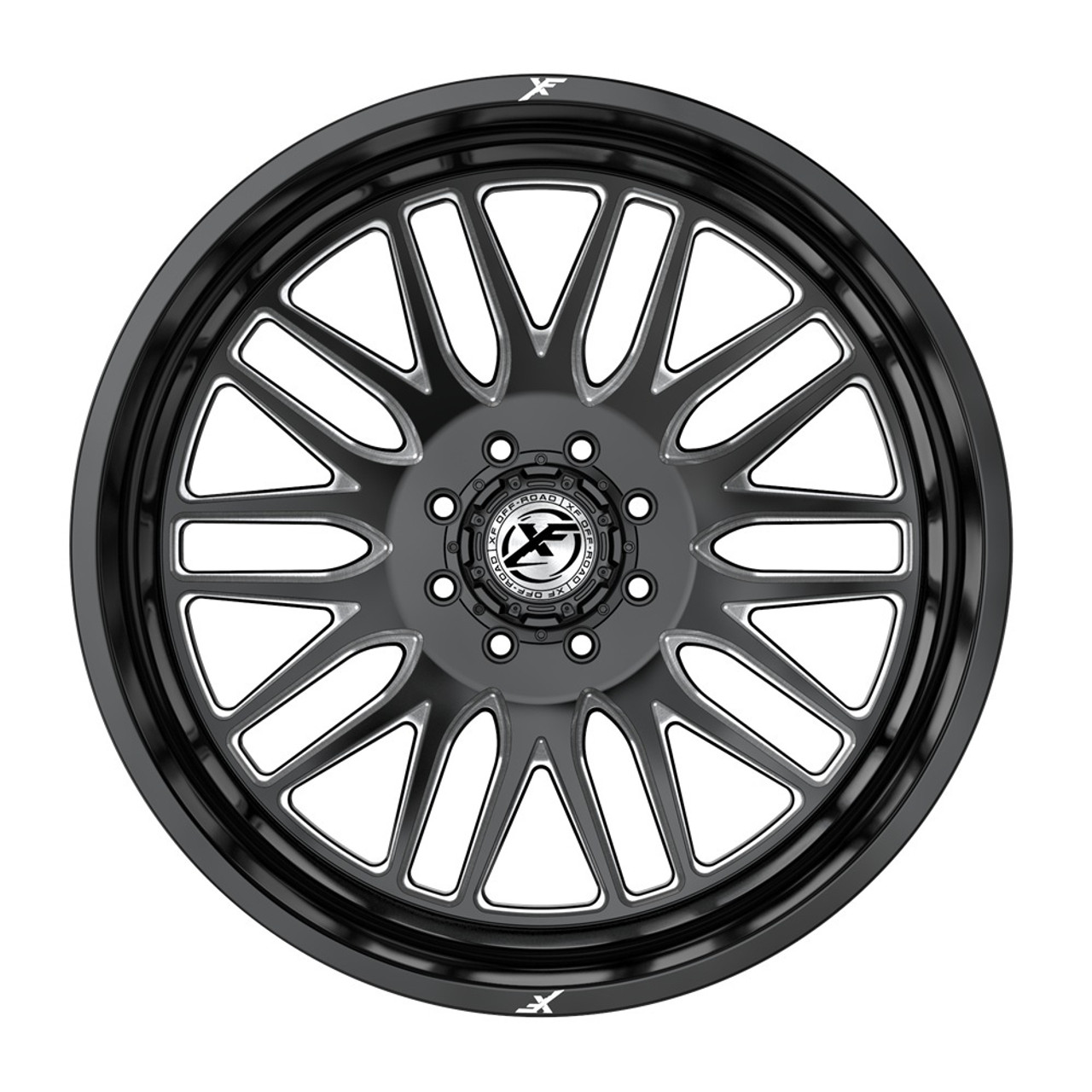 26" XF Dually XF-240 Dually Gloss Black Milled 26x8.25 Rear Wheel 8x210 -192mm