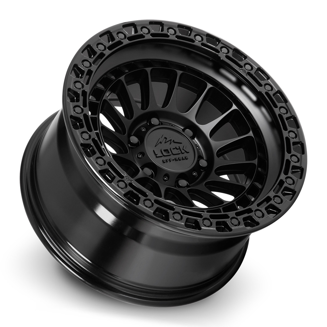 Set 4 17" Lock Offroad Mojave Matte Black Gloss Black Ring 17x9 8x180 12mm Rims