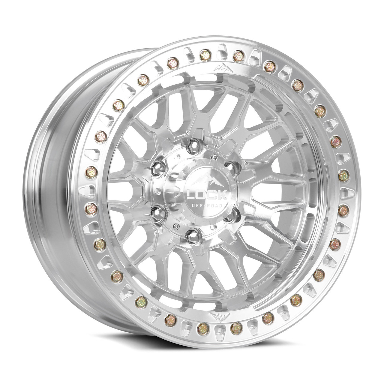 Set 4 17" Lock Offroad Invader Beadlock Machine Clear Coat 17x9 6x5.5 12mm Rims Offroad Truck SUV Wheels