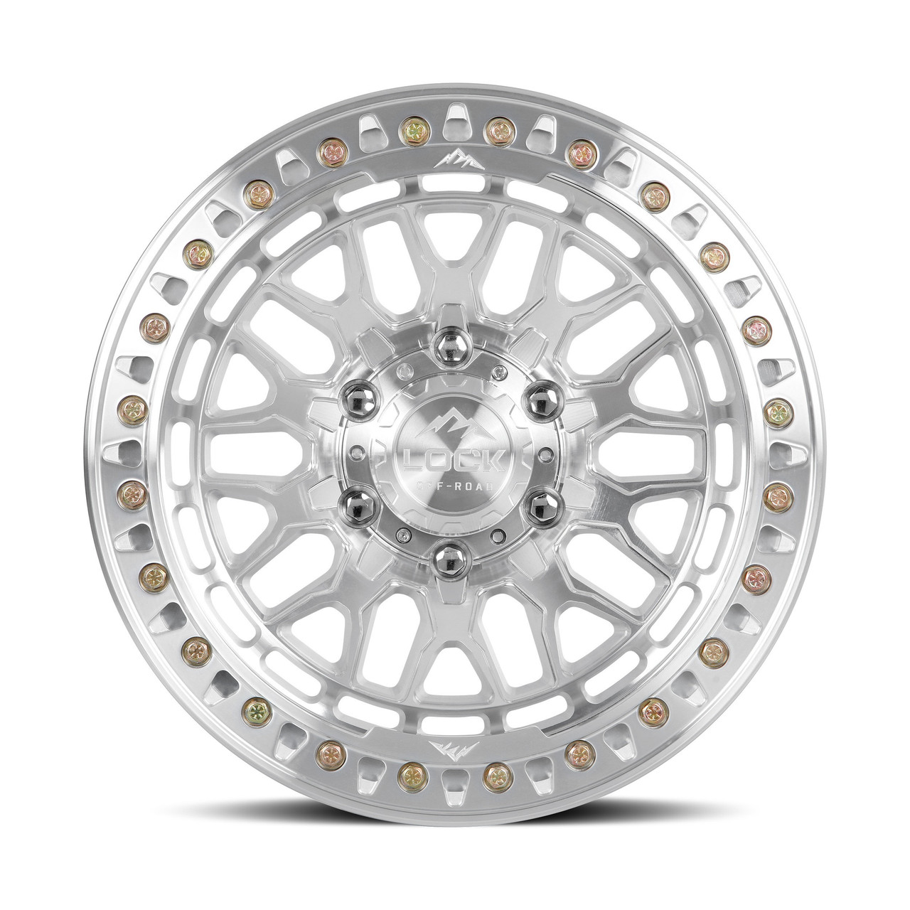 Set 4 17" Lock Offroad Invader Beadlock Machine Clear Coat 17x9 6x5.5 12mm Rims Offroad Truck SUV Wheels