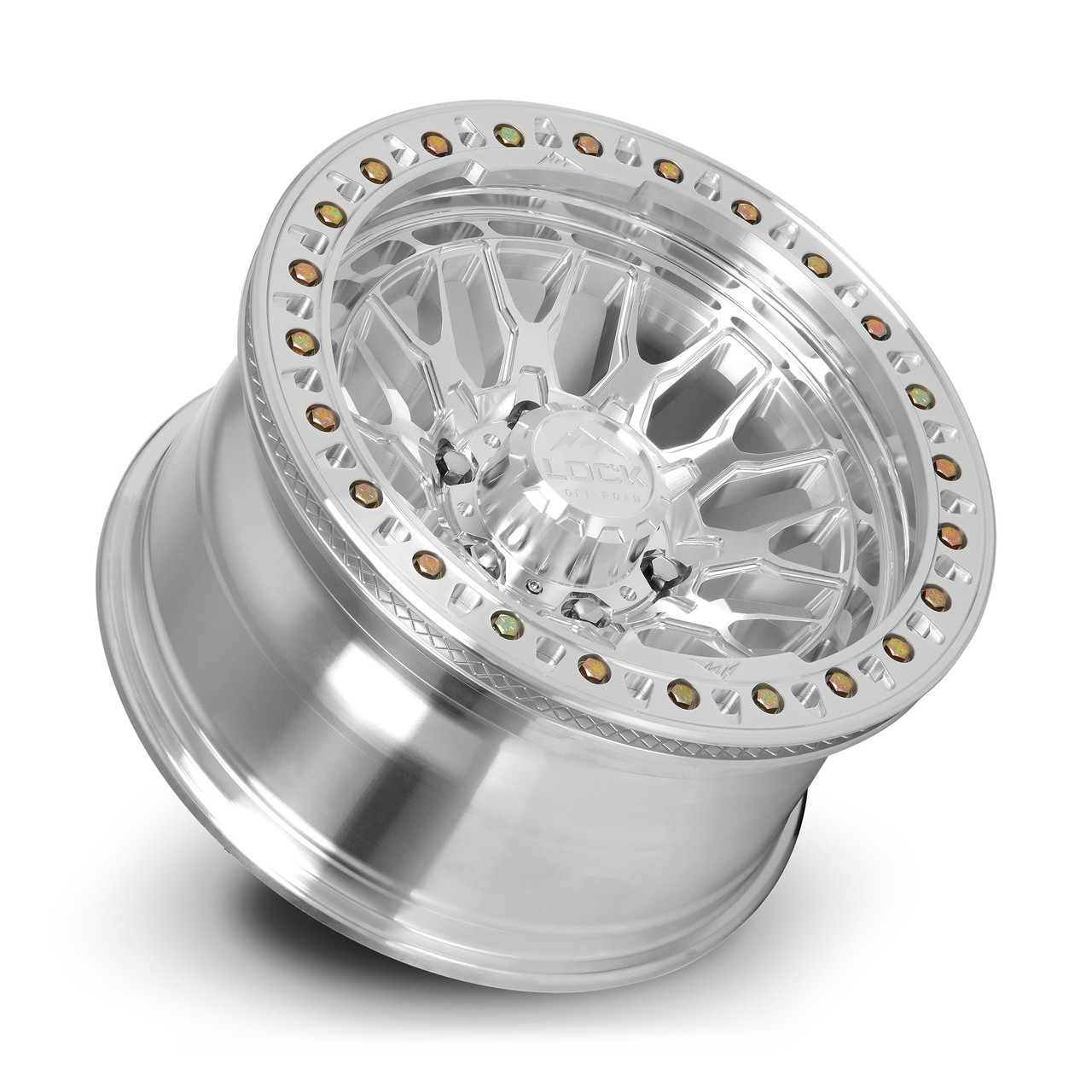 Set 4 17" Lock Offroad Invader Beadlock Machine Clear Coat 17x9 6x5.5 12mm Rims Offroad Truck SUV Wheels