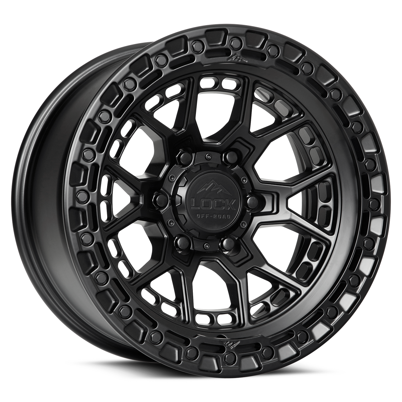 Set 4 17" Lock Offroad Commando Black W Matte Black Ring 17x9 6x5.5 0mm Wheels