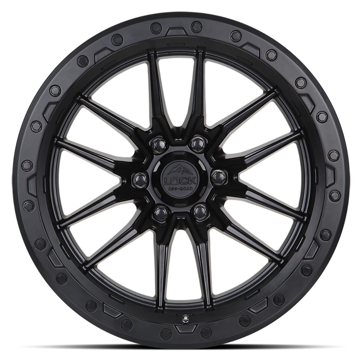 20" Lock Offroad Krawler Matte Black W Matte Black Ring 20x9 Wheel 8x180 1mm Rim