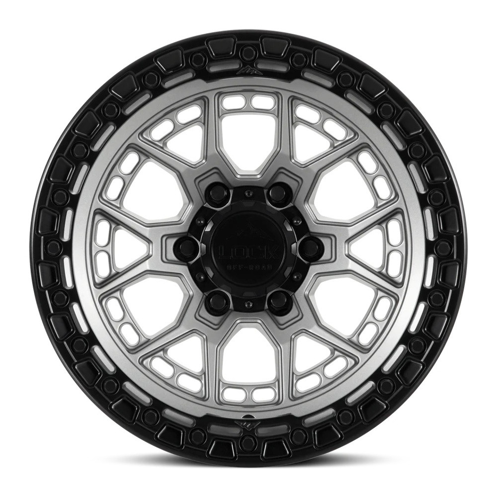 Set 4 20" Lock Offroad Commando Matte Grey Black Ring 20x10 Wheels 8x6.5 18mm