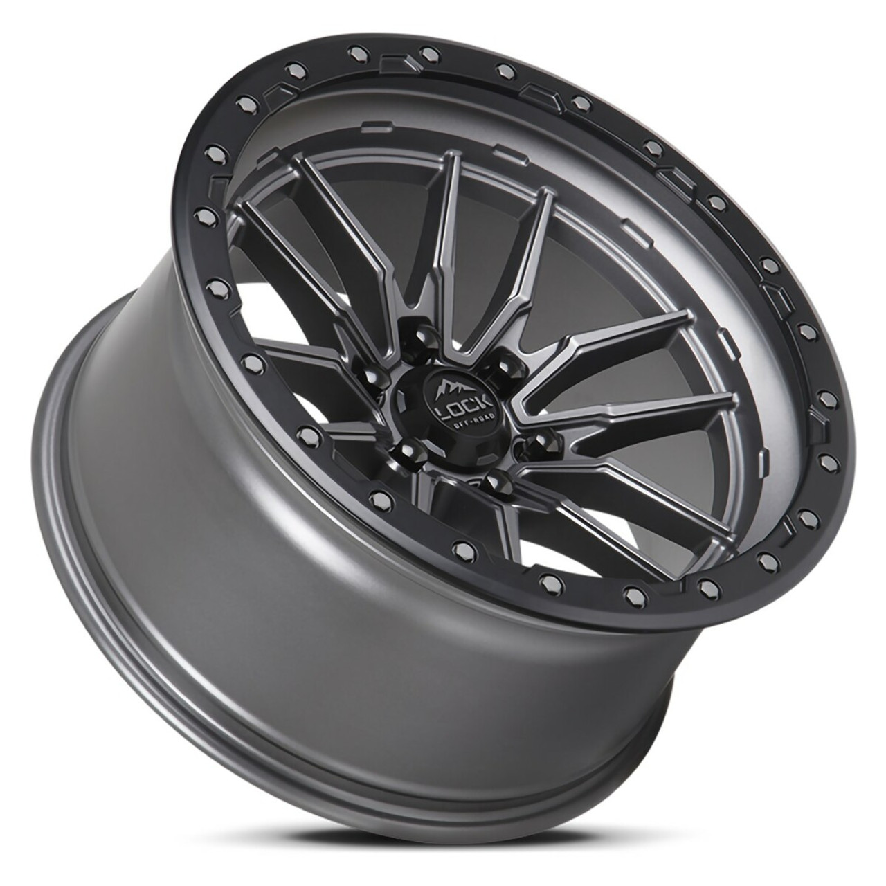 20" Lock Offroad Krawler Matte Grey Matte Black Ring 20x9 Wheel 6x135 0mm Rim