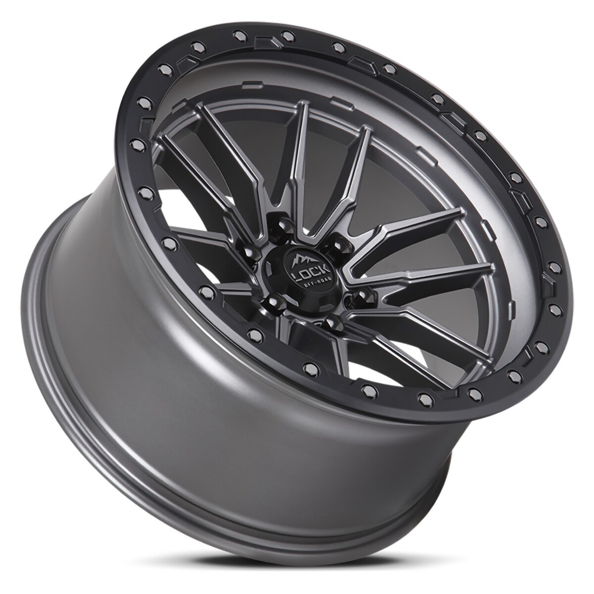 20" Lock Offroad Krawler Matte Grey w Matte Black Ring 20x9 Wheel 8x170 20mm Rim For Ford F250 F350 Truck