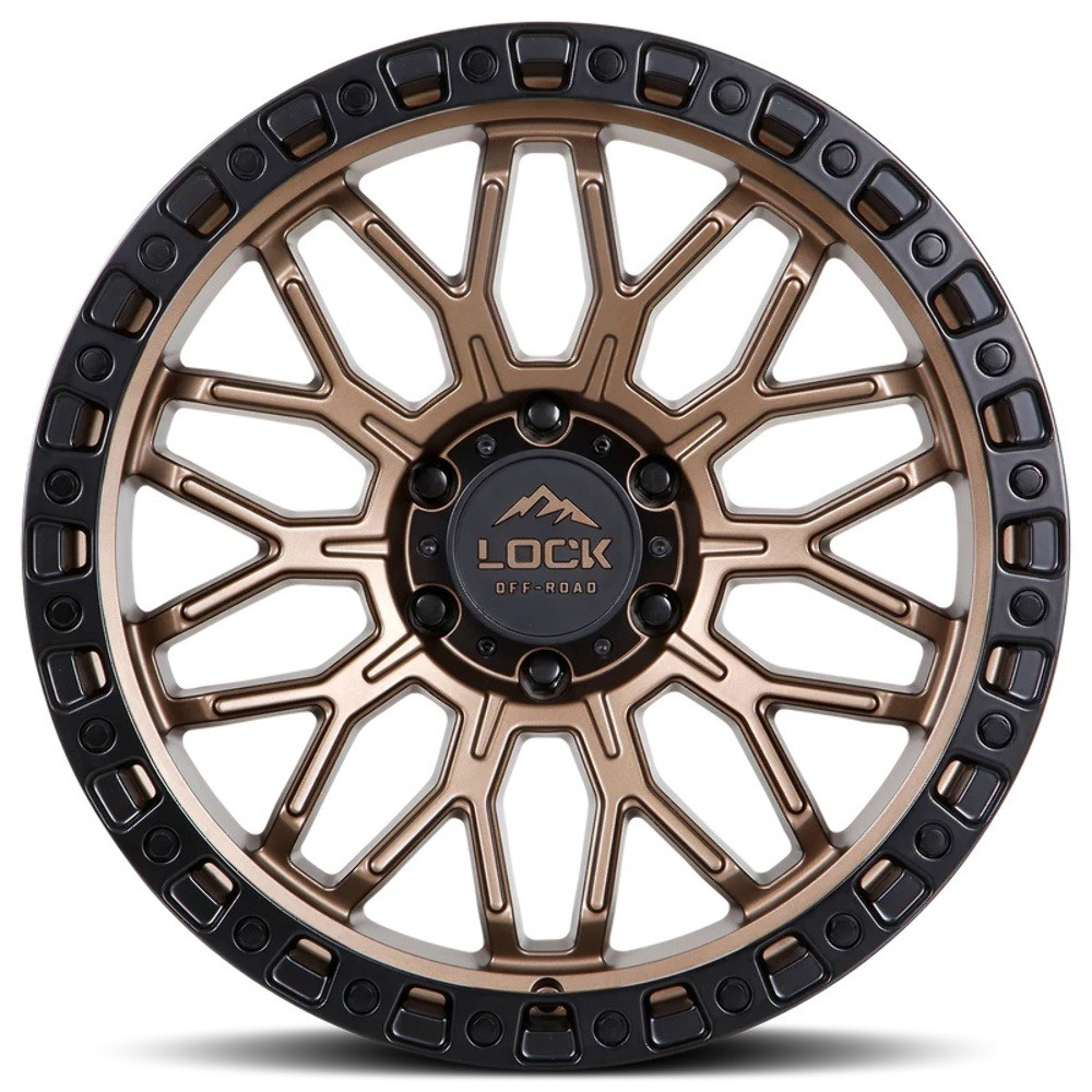 20" Lock Offroad Combat Matte Bronze W Matte Black Ring 20x9 Wheel 6x135 0mm Rim