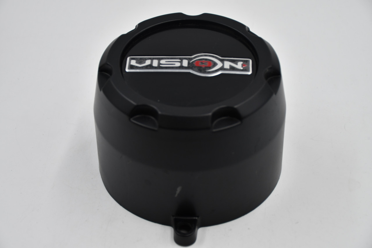 Vision Matte Black Wheel Center Cap Hub Cap C398MB-8NL 5.75" 8 Lug, Gloss black insert background