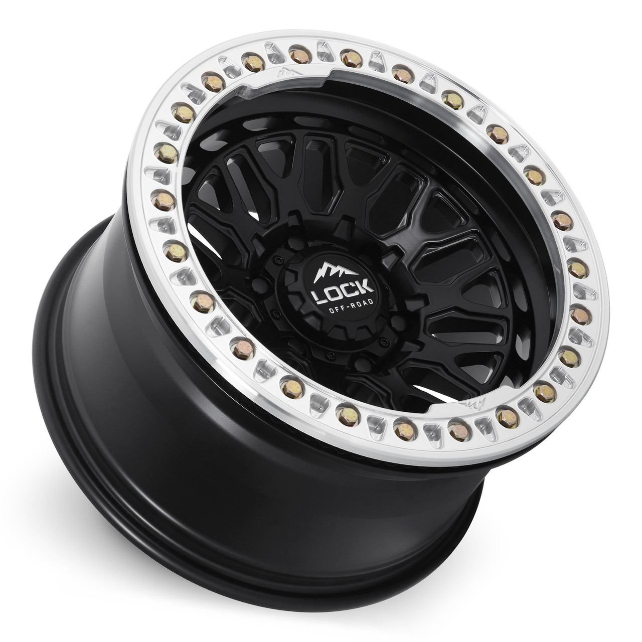 17" Lock Offroad Invader Beadlock Matte Black Machine Ring 17x9 6x5.5 12mm Wheel