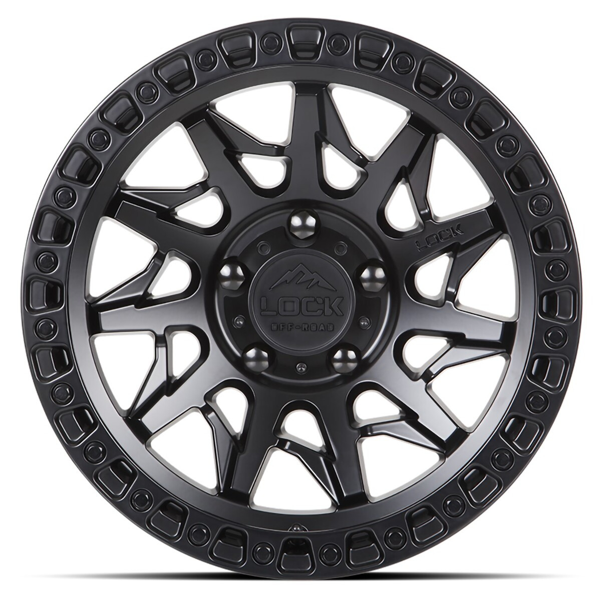 Set 4 17" Lock Offroad Lunatic Black W Matte Black Ring 17x9 8x6.5 1mm Wheels