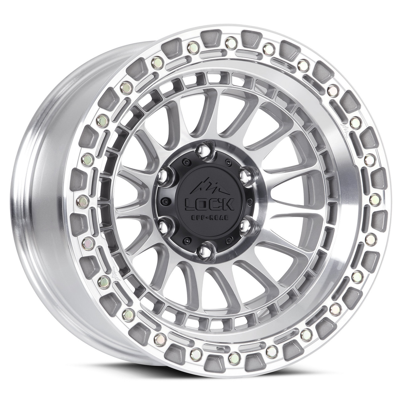 17" Lock Offroad Mojave Machine Clear Coat 17x9 Wheel 6x5.5 -12mm Truck SUV Rim