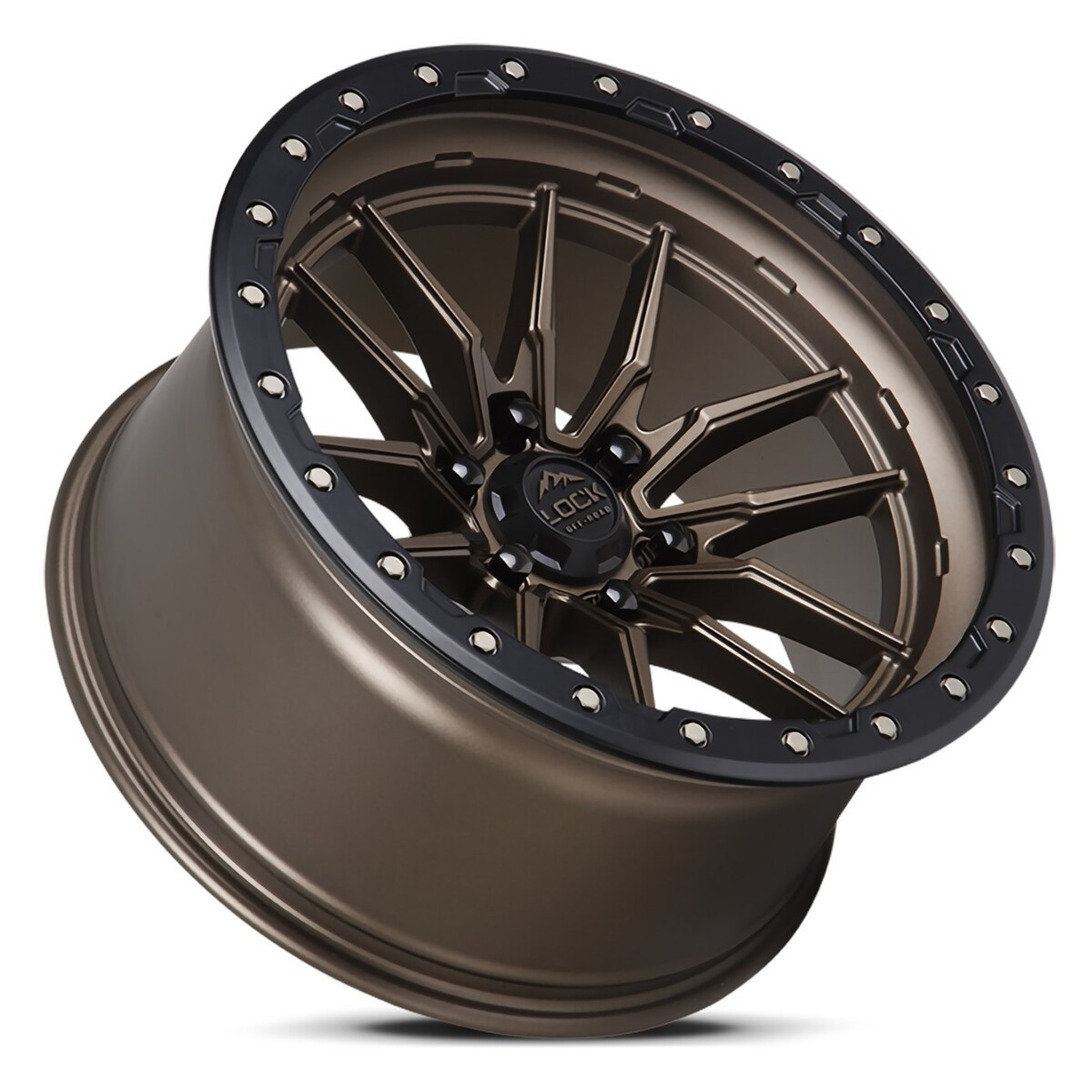Set 4 20" Lock Offroad Krawler Bronze W Matte Black Ring 20x9 8x180mm 20 Wheels