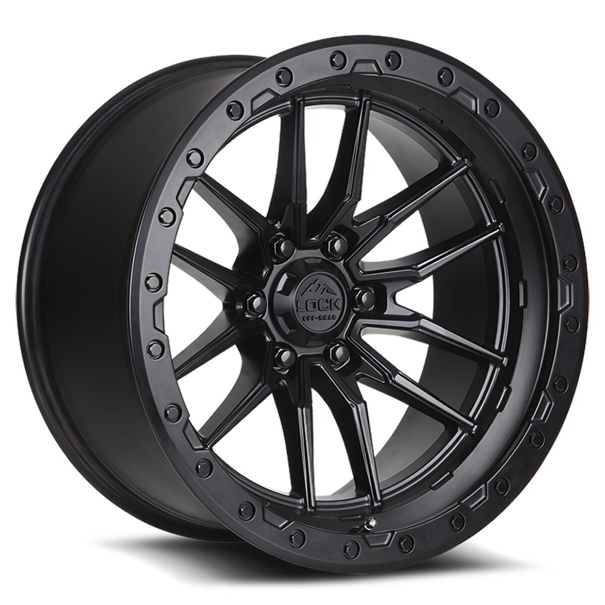 Set 4 20" Lock Offroad Krawler Black W Matte Black Ring 20x9 8x6.5 1mm Wheels