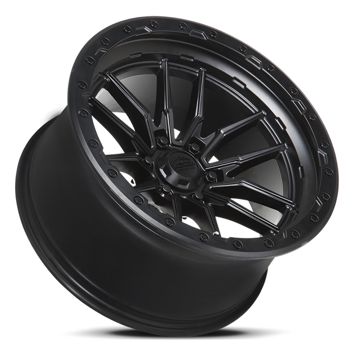 Set 4 20" Lock Offroad Krawler Black W Matte Black Ring 20x9 8x180 20mm Wheels