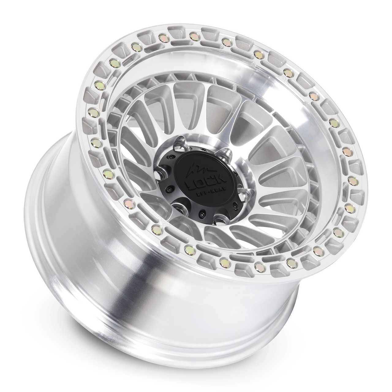 17" Lock Offroad Mojave Machine w Clear Coat 17x9 Wheel 8x180 1mm Truck Rim