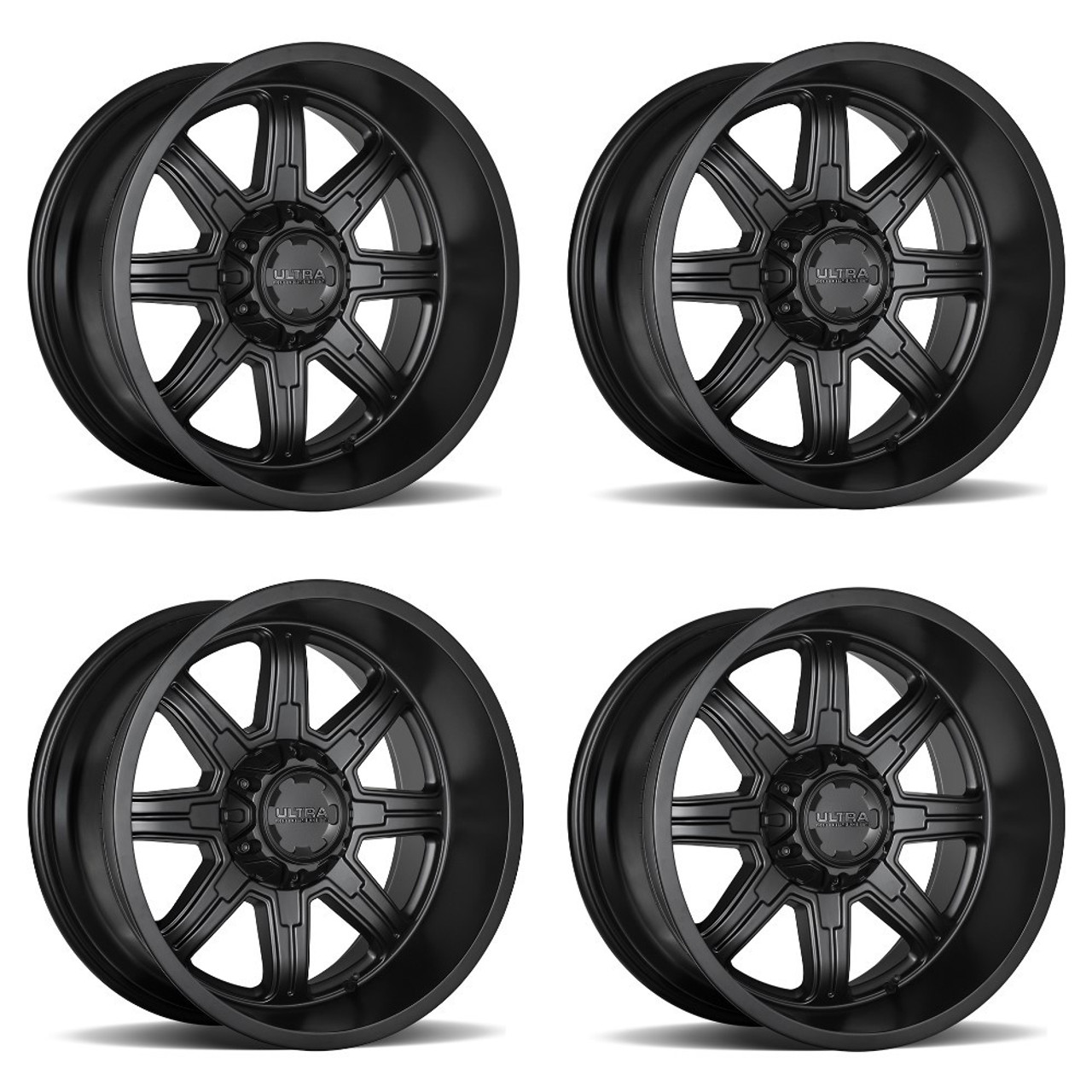 Set 4 16" Ultra 229SB Menace Satin Black 16x8 Wheel 6x5.5 Rim 10mm For Chevy GMC