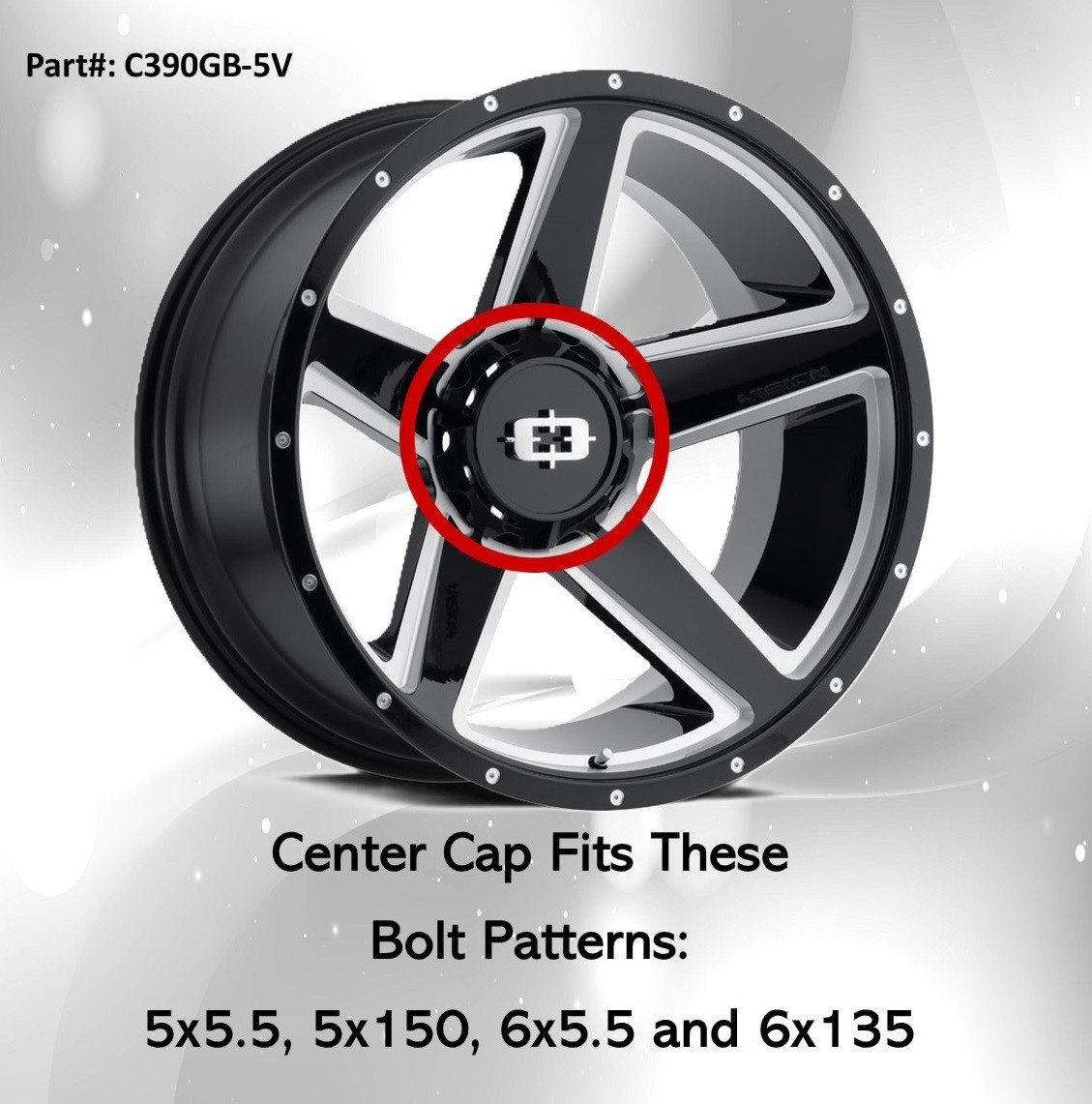 Fits Vision 390 5 and 6 lug