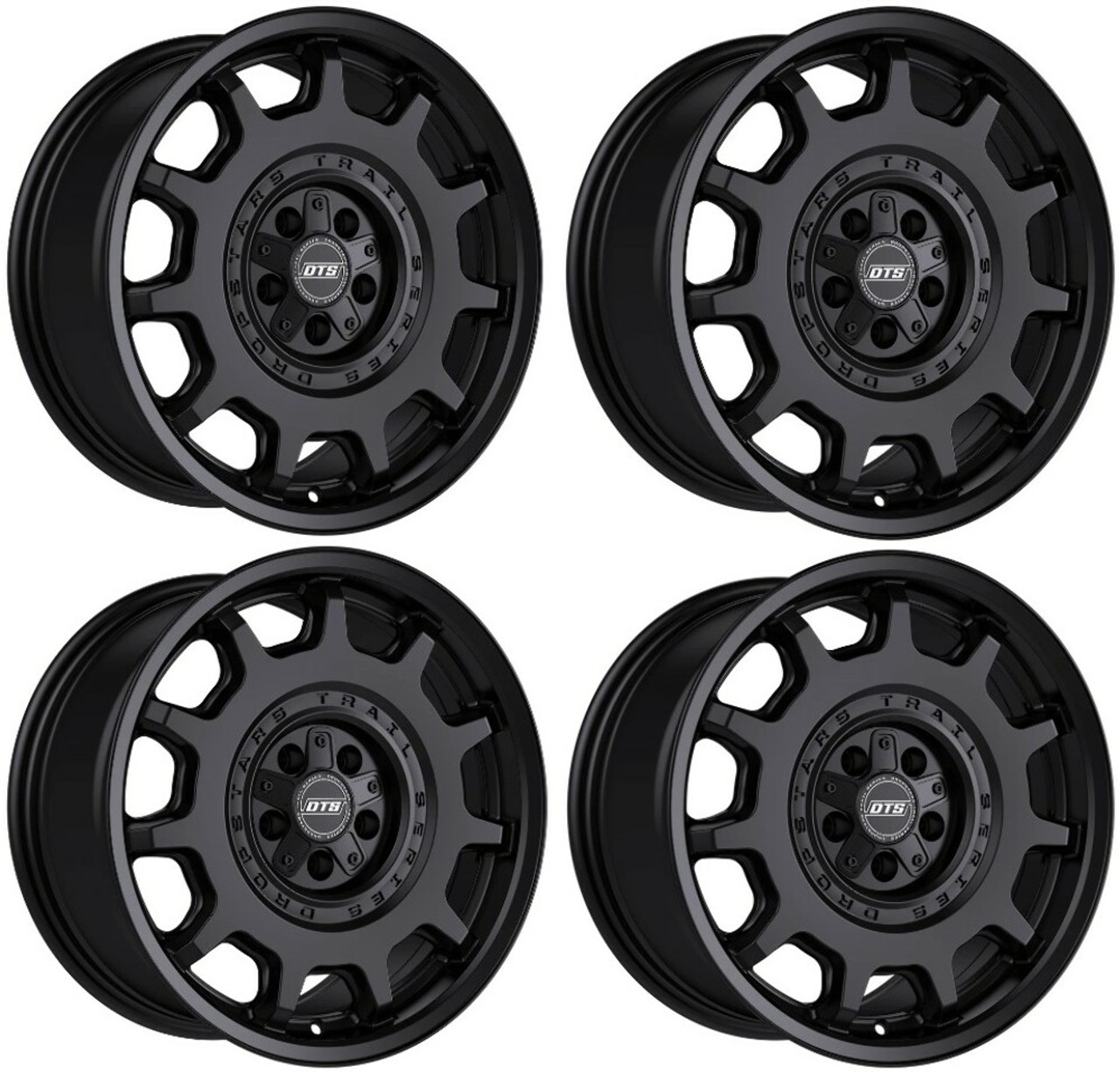 Set 4 17" Dropstars Trail Series 607SB Satin Black 17x8 Wheels 5x108 5x4.5 35mm