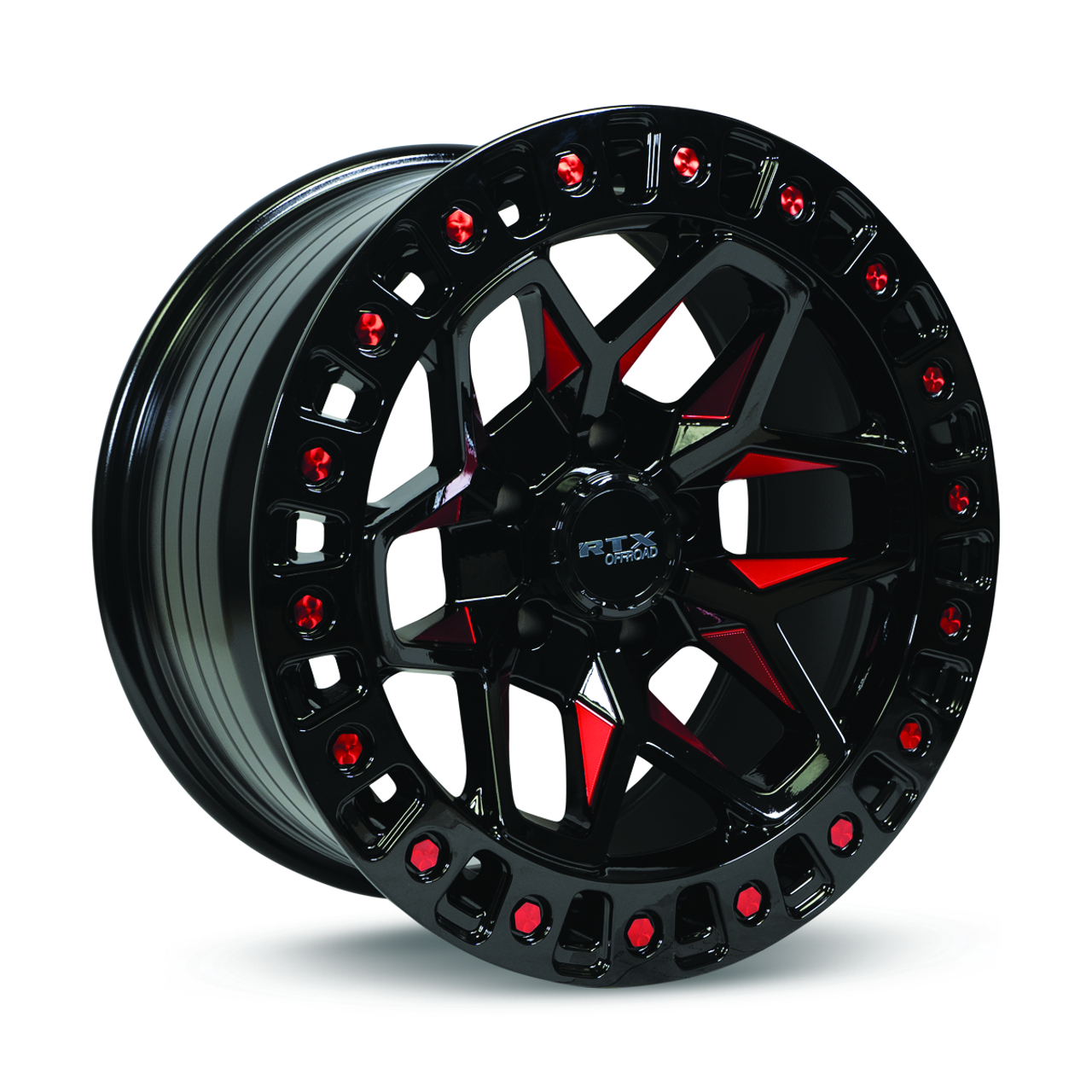 20" RTX Zion Black Milled Red Wheel 20x9 5x5 -15mm Rim For Jeep Wrangler