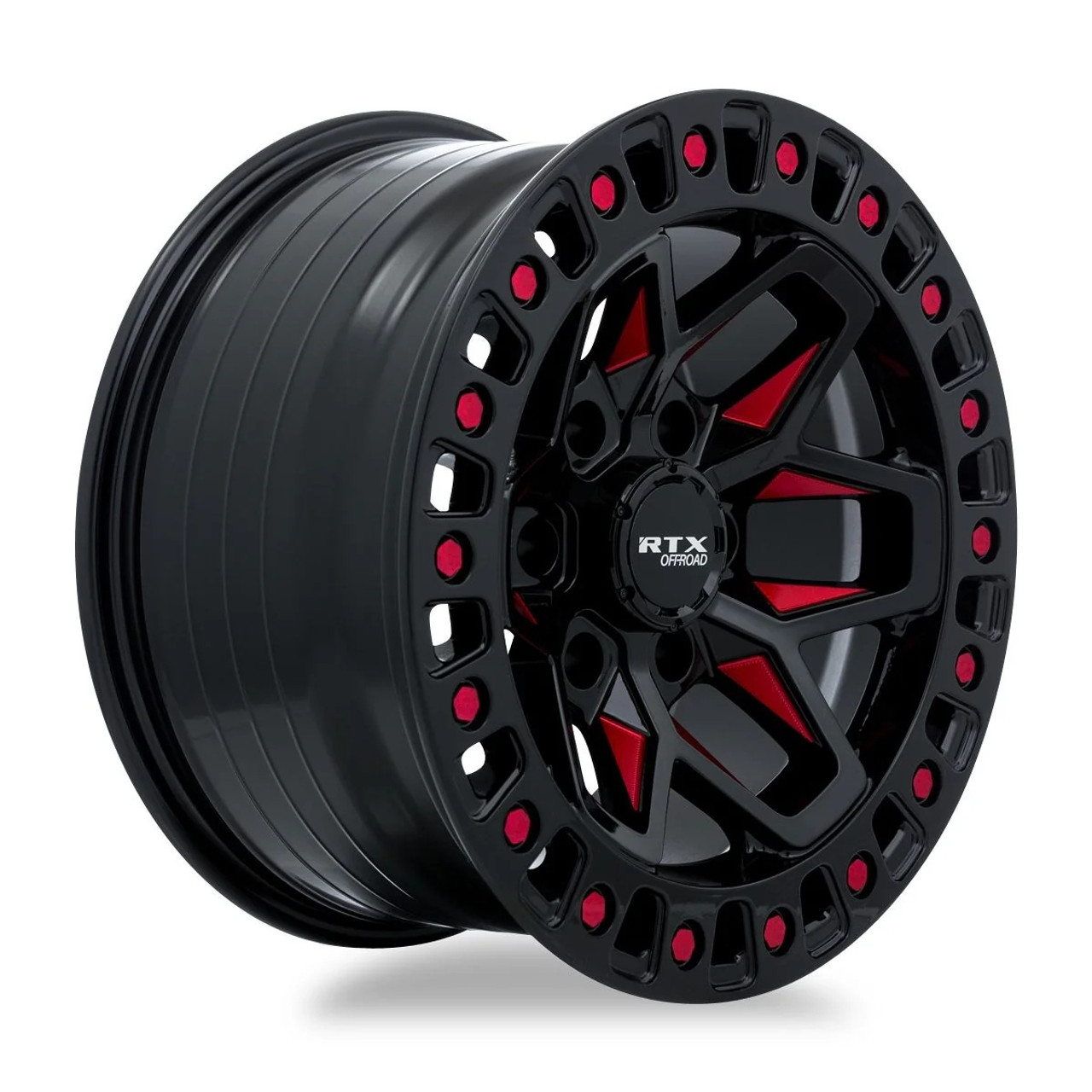 20" RTX Zion Black Milled Red Wheel 20x9 5x5 -15mm Rim For Jeep Wrangler