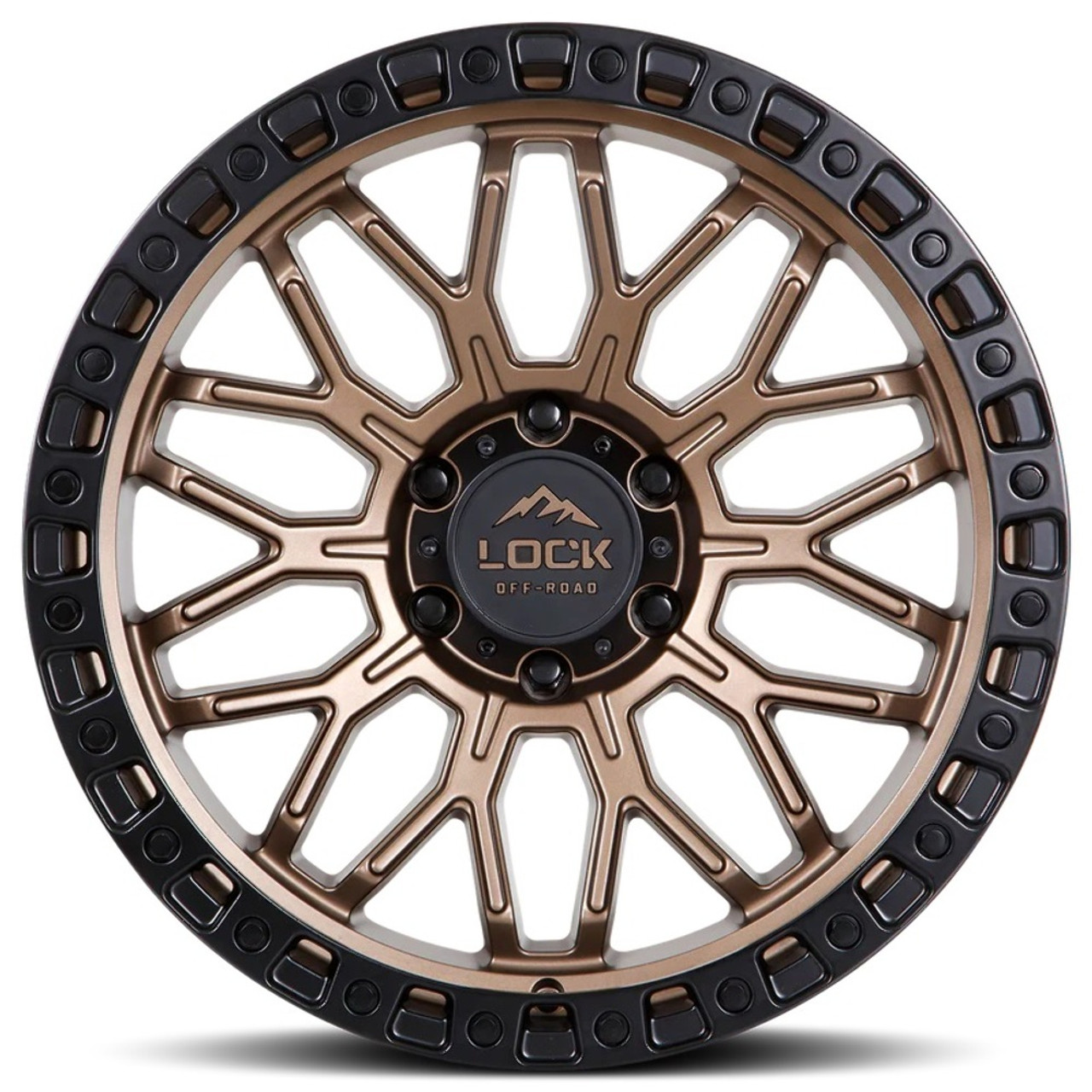 20" Lock Offroad Combat Matte Bronze W Matte Black Ring 20x10 Wheel 8x170 18 Rim