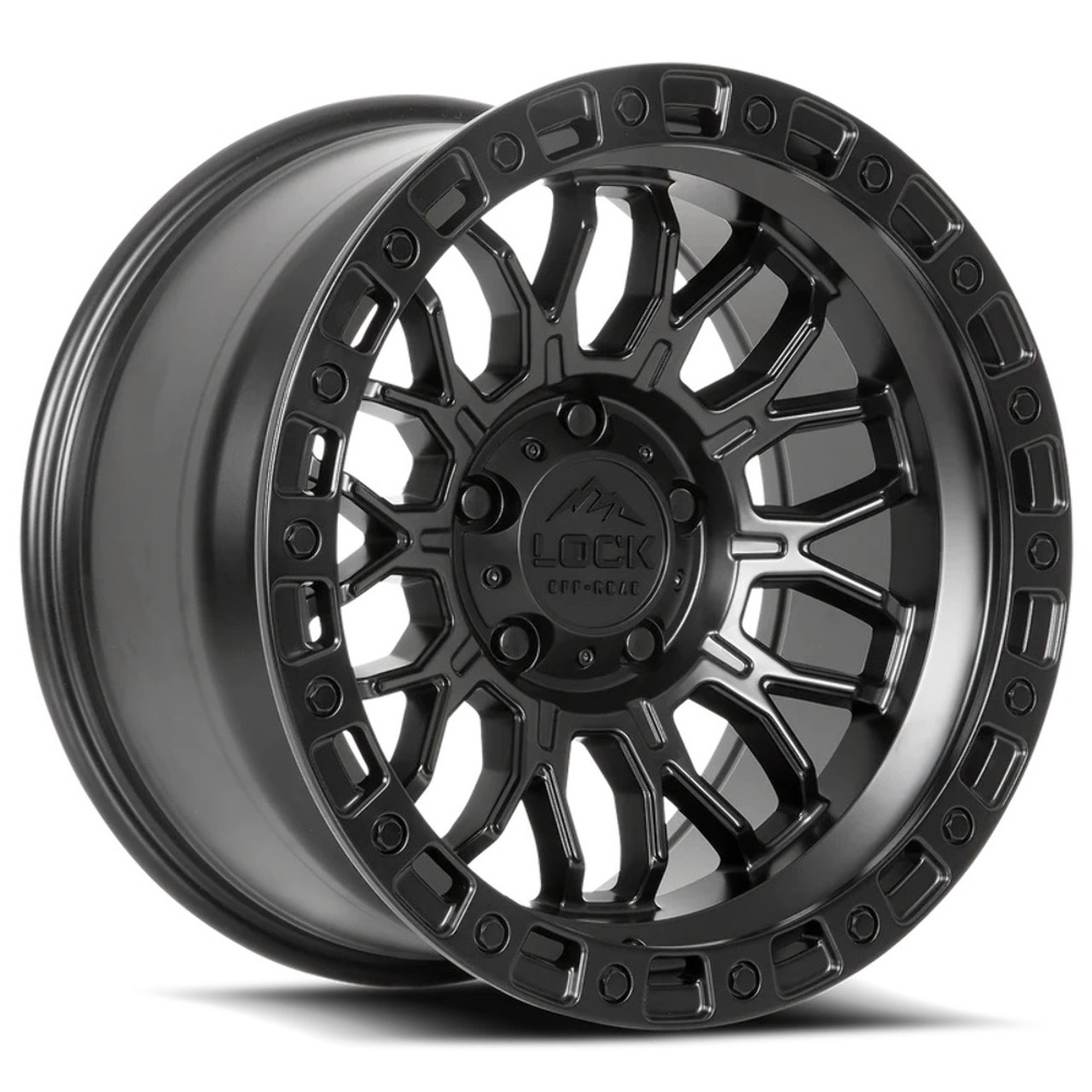 20" Lock Offroad Combat Matte Black W Matte Black Ring 20x10 Wheel 8x6.5 18 Rim