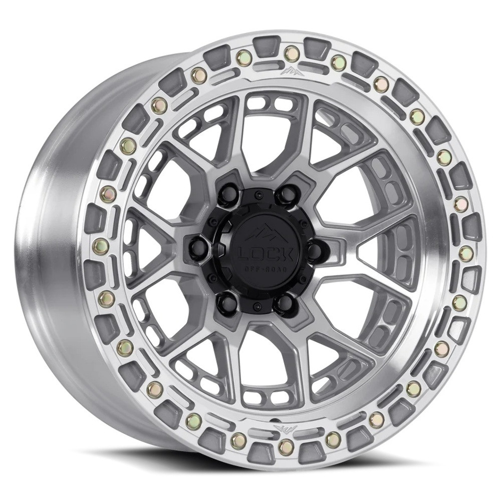 17" Lock Offroad Commando 17x9 6x135 12mm Machine Clear Coat For Ford Lincoln