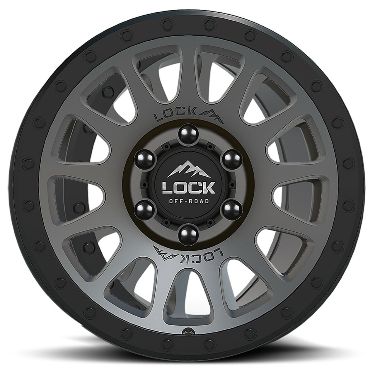 Set 4 20" Lock Offroad Matte Grey Matte Black Ring Yosemite 20x9 6x5.5 18mm Rims