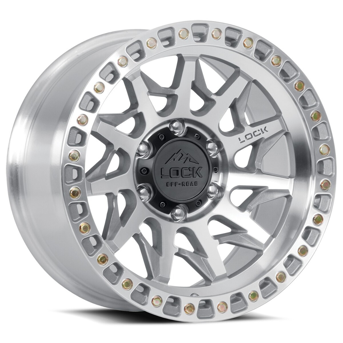 Set 4 17" Lock Offroad Lunatic Machine Clear Coat 17x9 Wheels 8x6.5 12mm Rims