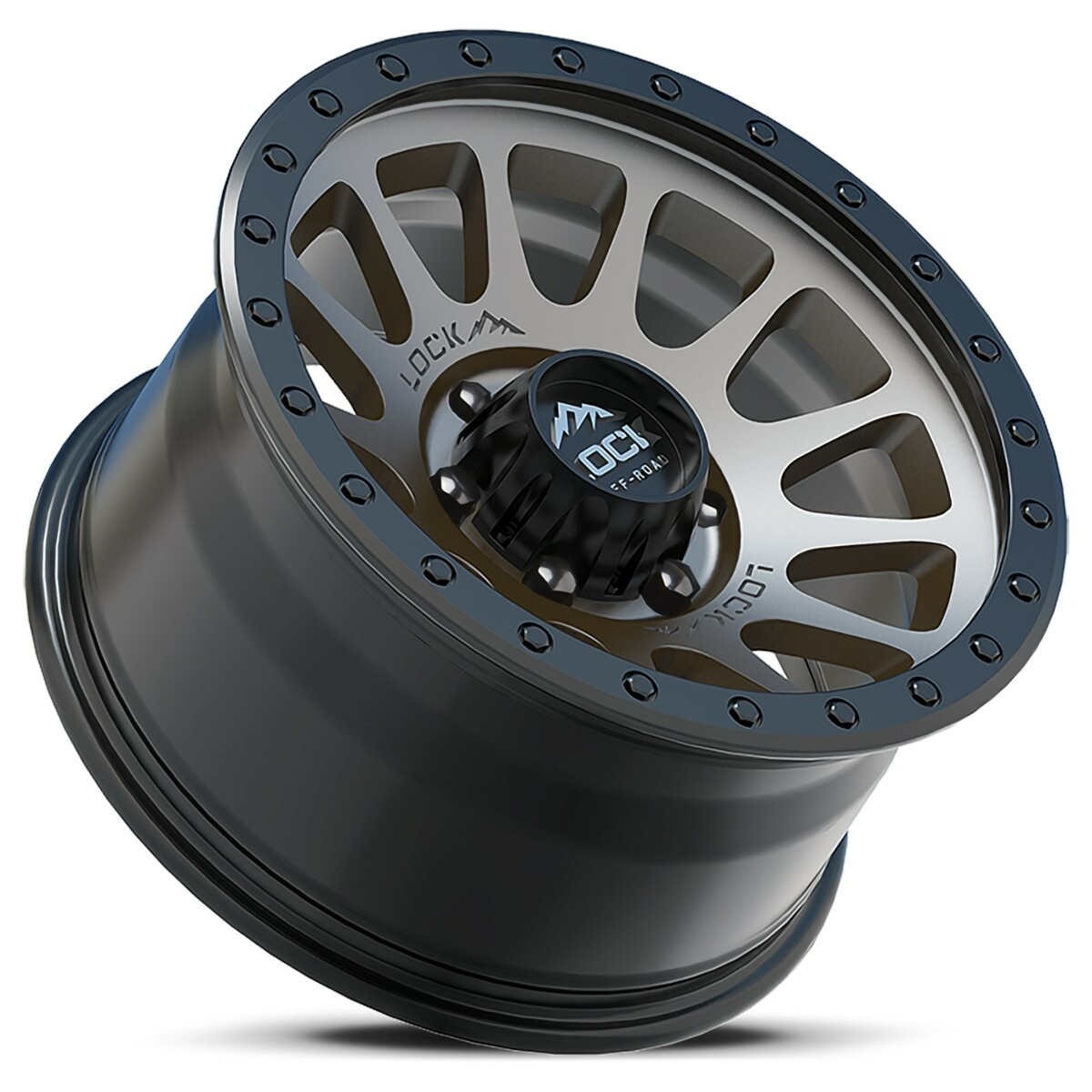 Set 4 17" Lock Offroad Yosemite Matte Grey Matte Black Ring 17x9 Wheels 5x5 0mm