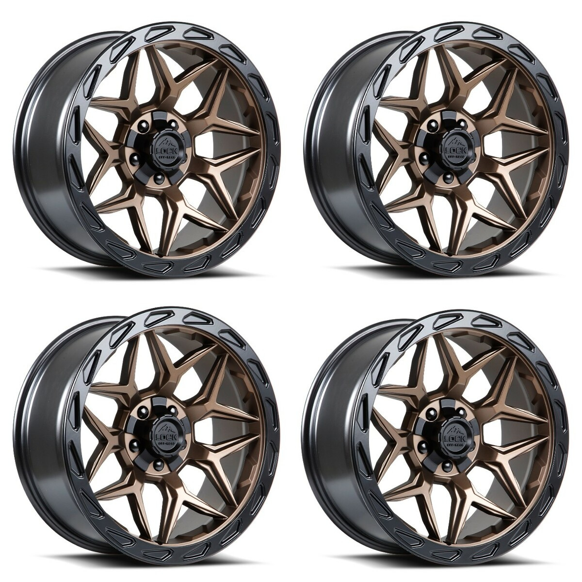 Set 4 20" Lock Offroad Matte Bronze Matte Black Ring Matrix 20x9 5x5 5x5.5 0mm