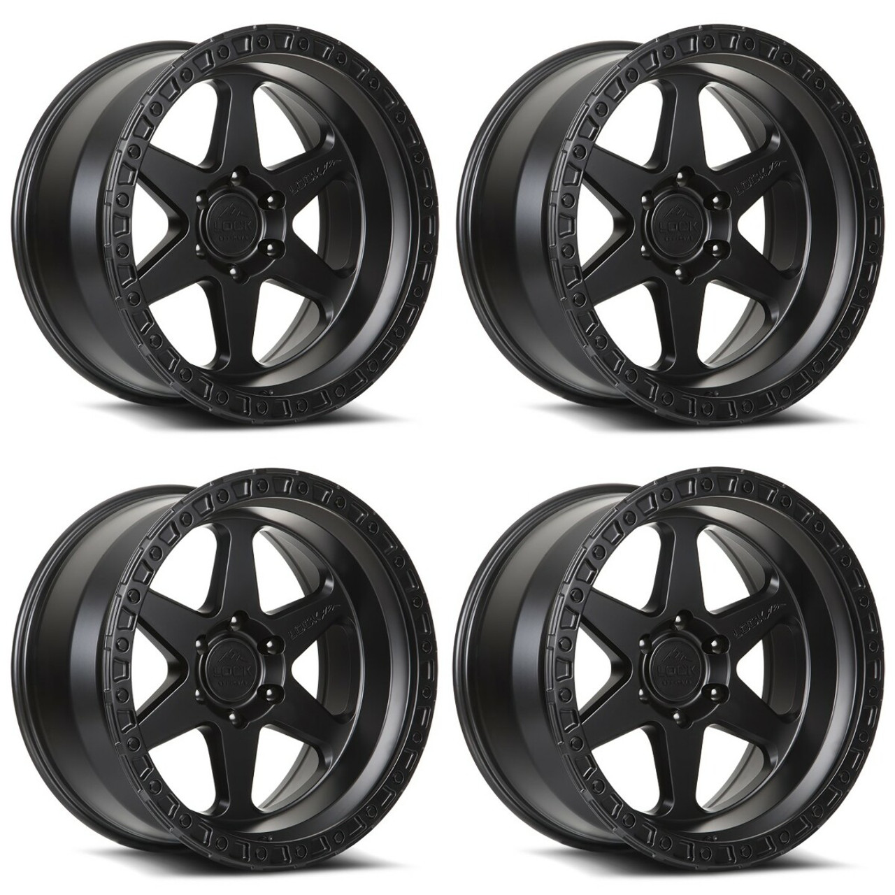 Set 4 17" Lock Offroad Olympus Matte Black Matte Black Ring 17x9 5x5 -12mm Rims Set 4 17" Lock Offroad Olympus Matte Black Matte Black Ring 17x9 5x5 -12mm Rims