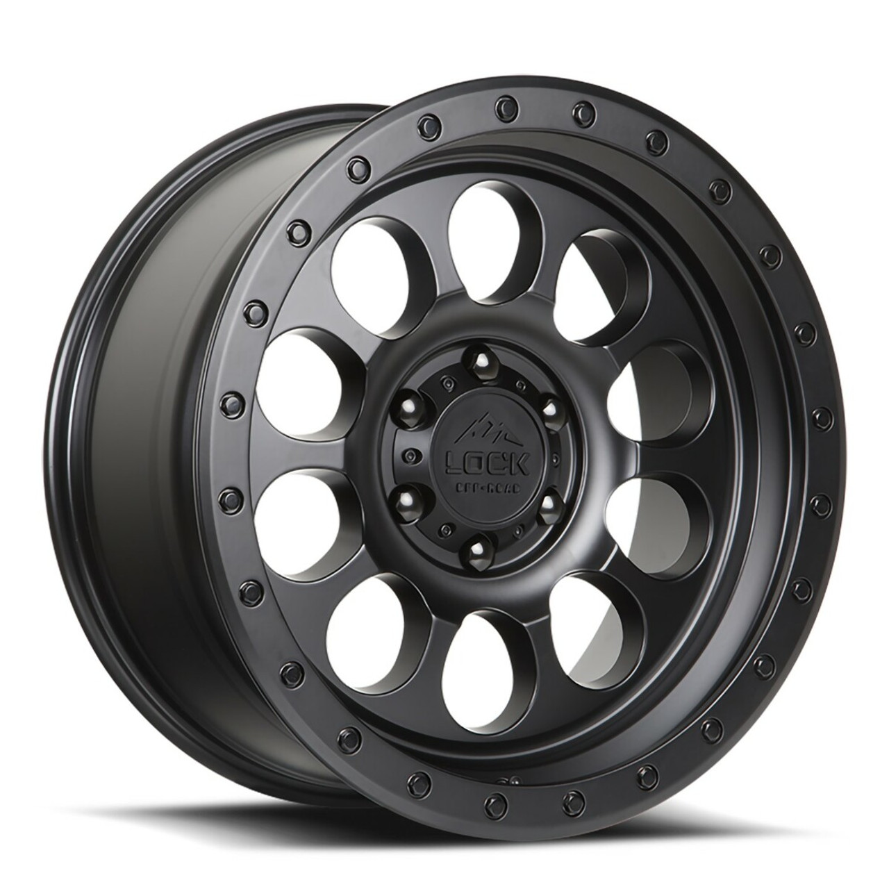 Set 4 17" Lock Offroad 50CAL Matte Black Matte Black Ring 17x9 Wheels 5x5 -12mm