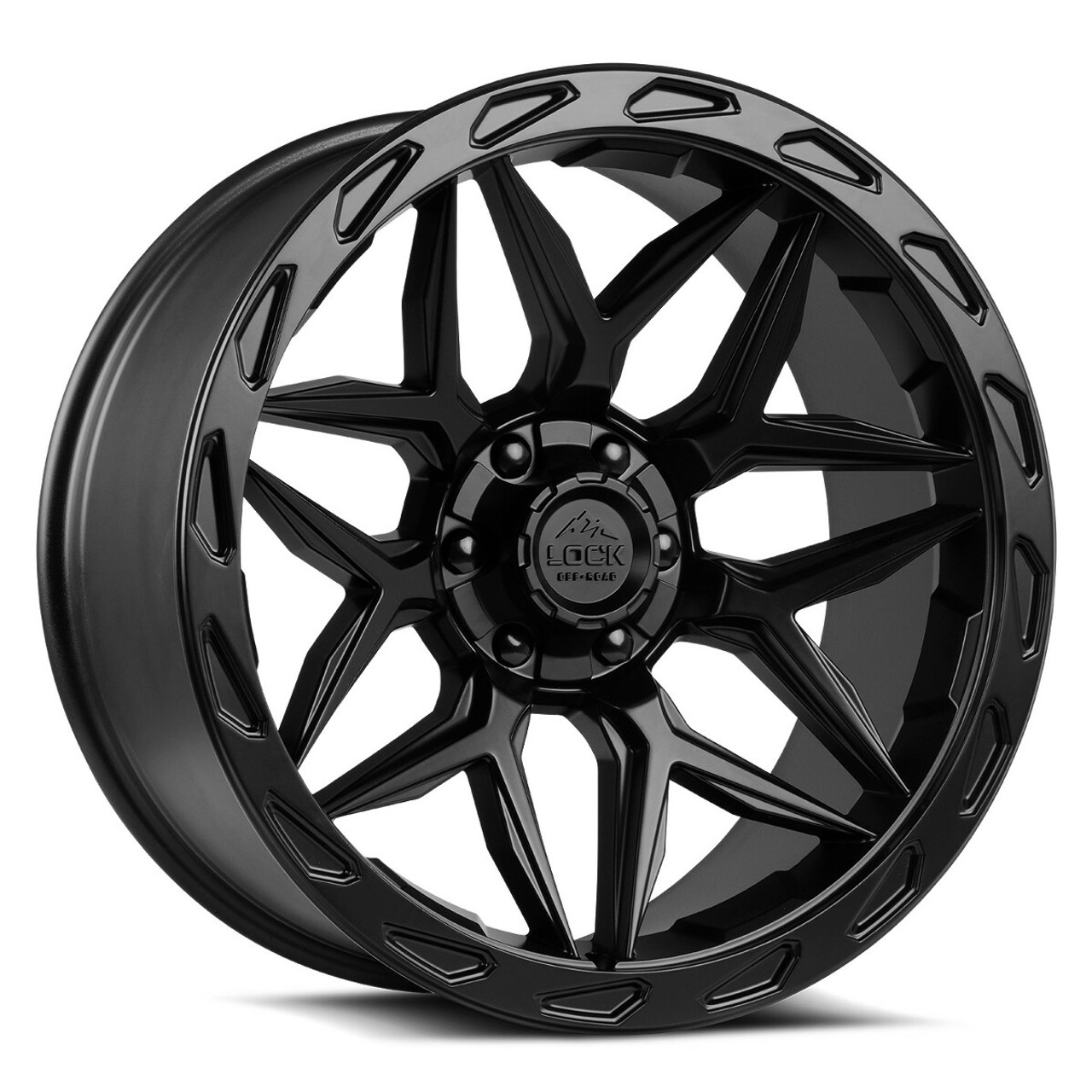 Set 4 22" Lock Offroad Matte Black Matte Black Ring Matrix 22x10 5x5 5x5.5 -18mm