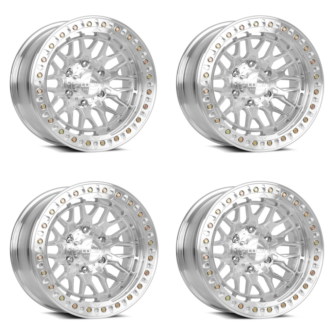 Set 4 17" Lock Offroad Invader Forged Beadlock 17x9 6x5.5 -12mm Raw Machine Forged