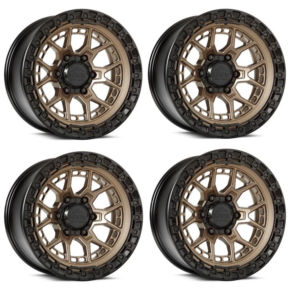 Set 4 20" Lock Offroad Commando Matte Bronze Black Ring 20x10 Wheels 8x6.5 18mm