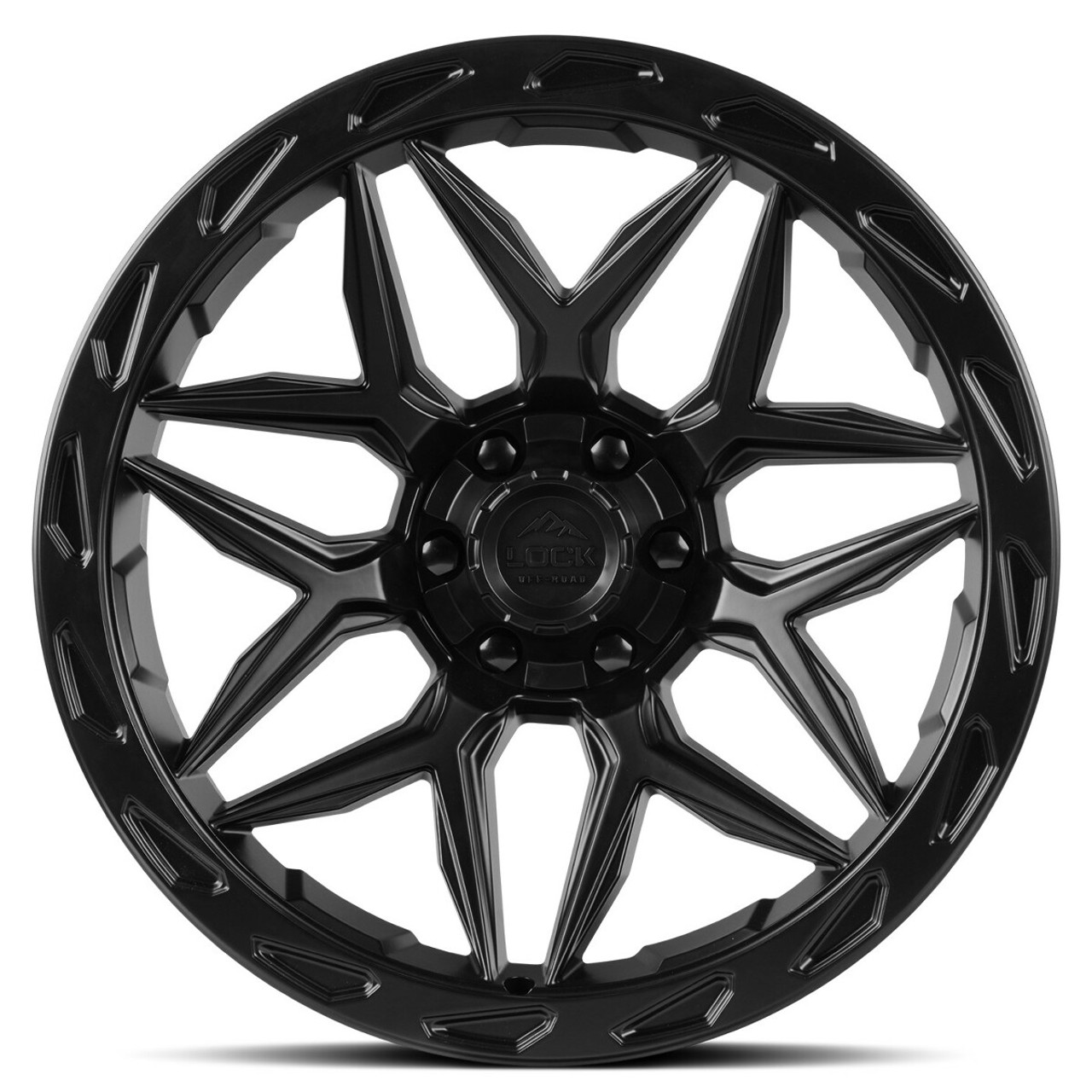 Set 4 22" Lock Offroad Matte Black Black Ring Matrix 22x10 6x135 6x5.5 -18mm Rim