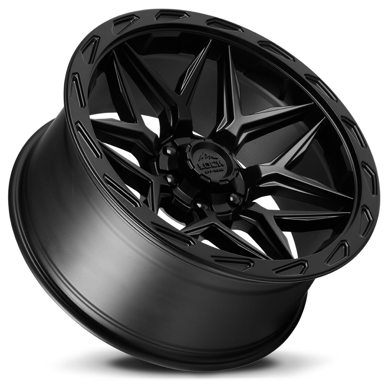 Set 4 22" Lock Offroad Matte Black Black Ring Matrix 22x10 6x135 6x5.5 -18mm Rim