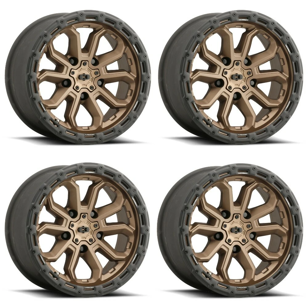 Set 4 20" Vision 405 Korupt Satin Bronze 20x9 Wheels 6x5.5 (6x139.7) 12mm Rims