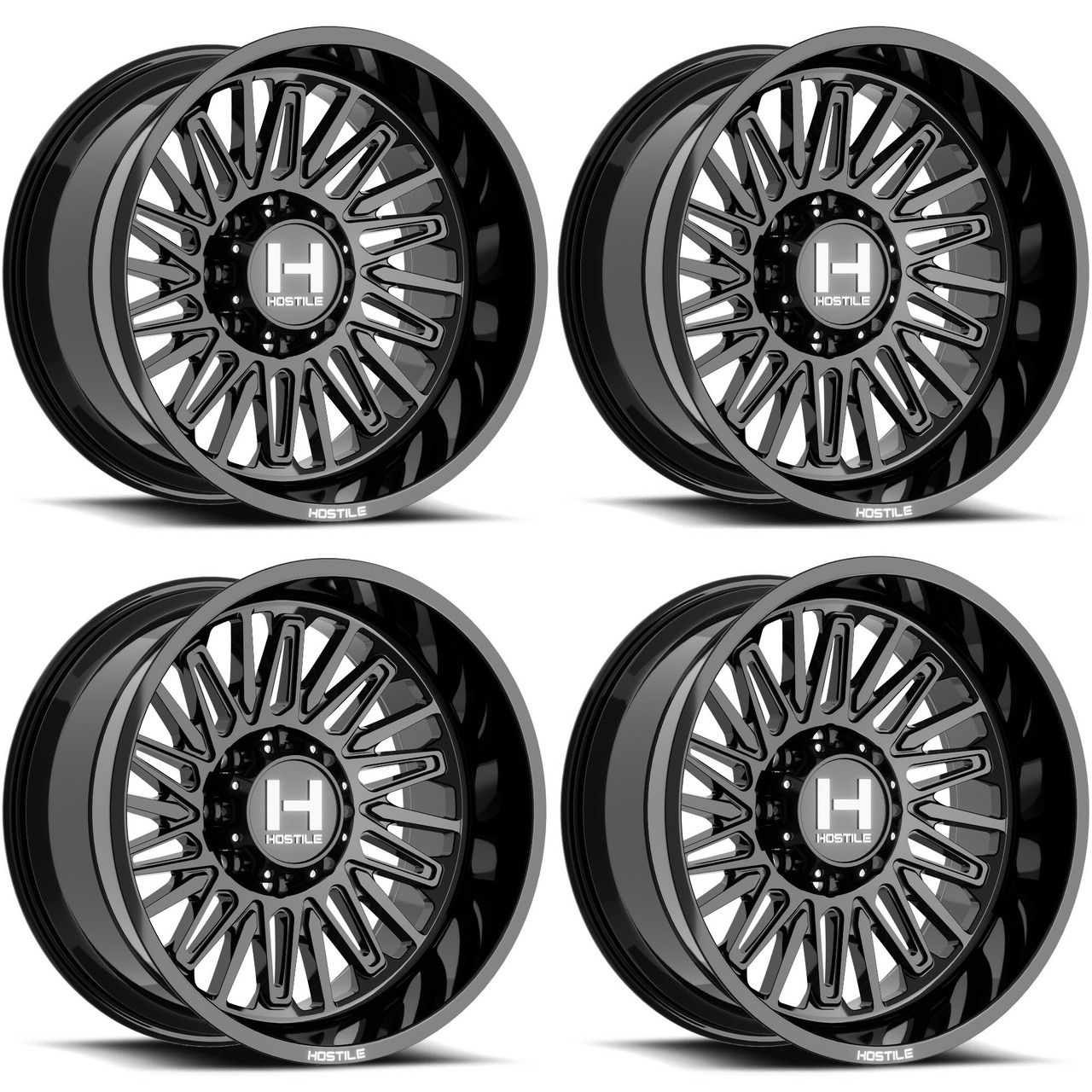 Set 4 20" Hostile H143 Rampage Asphalt 20x10 Wheels 8x170 -19mm Lifted Rims