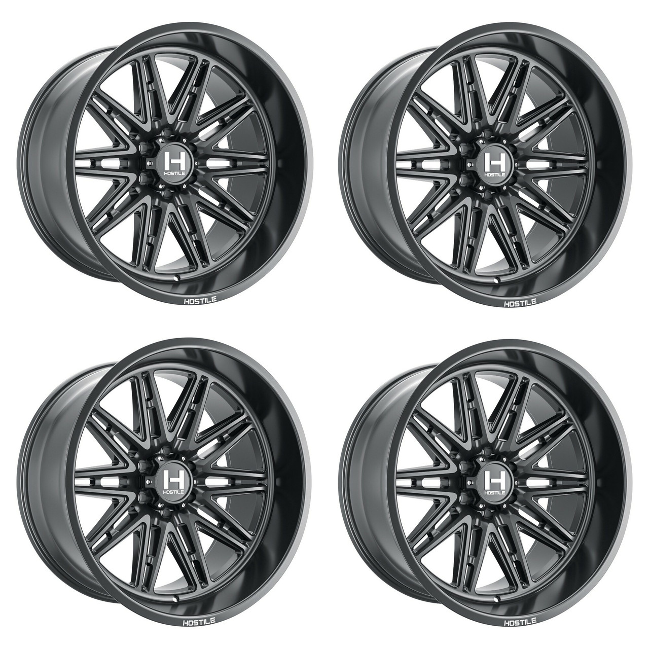 Set 4 20" Hostile H126 Maniac Asphalt 20x10 Wheels 6x135 -19mm Lifted Truck Rims