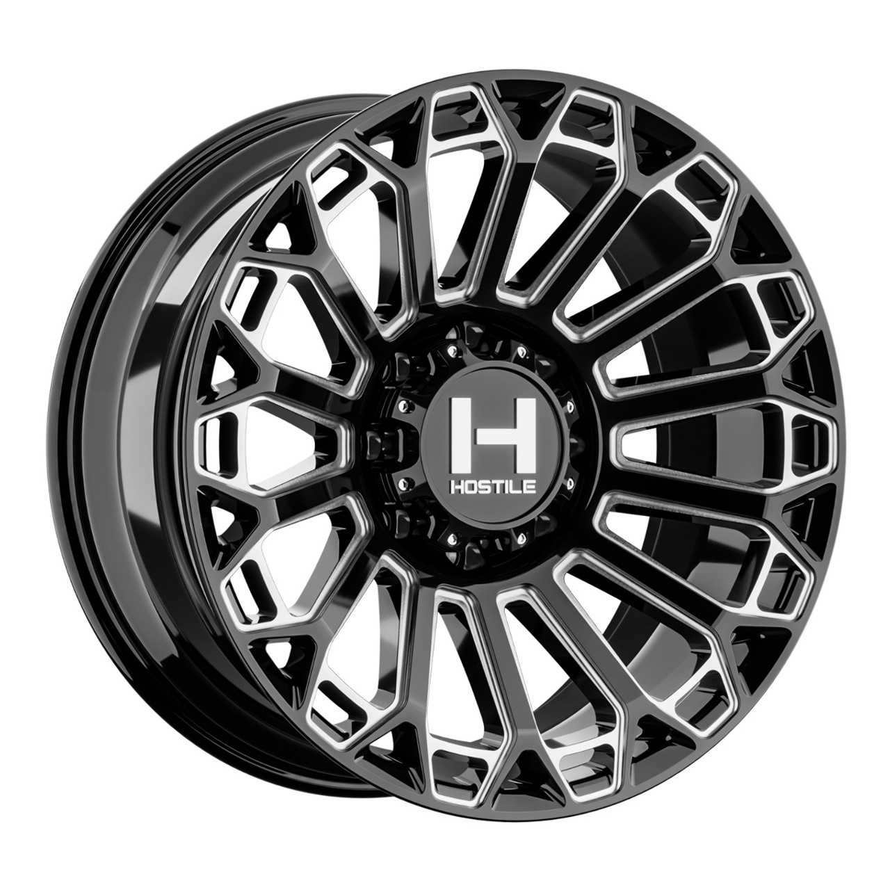 20" Hostile H142 Warrior Blade Cut 20x10 8x6.5 -19mm For Chevy GMC Ram Ford Rim