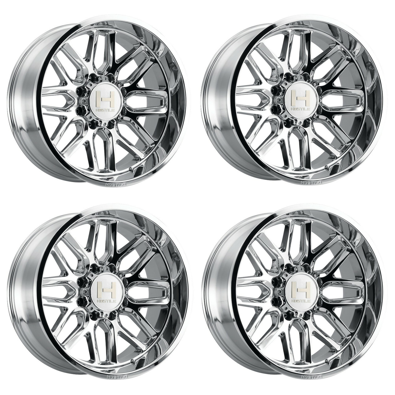 Set 4 20" Hostile H120 Vulcan Armor Plated 20x10 Wheels 8x6.5 -19mm Truck Rims