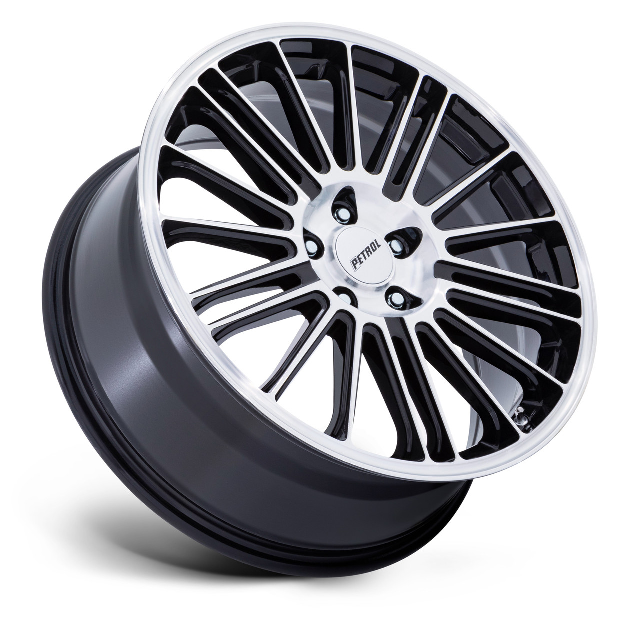 Set 4 18" Petrol PE001 P1D 18x8 5x110 40mm Gloss Black With Machined Face Wheels Sedan Coupe Car Rims