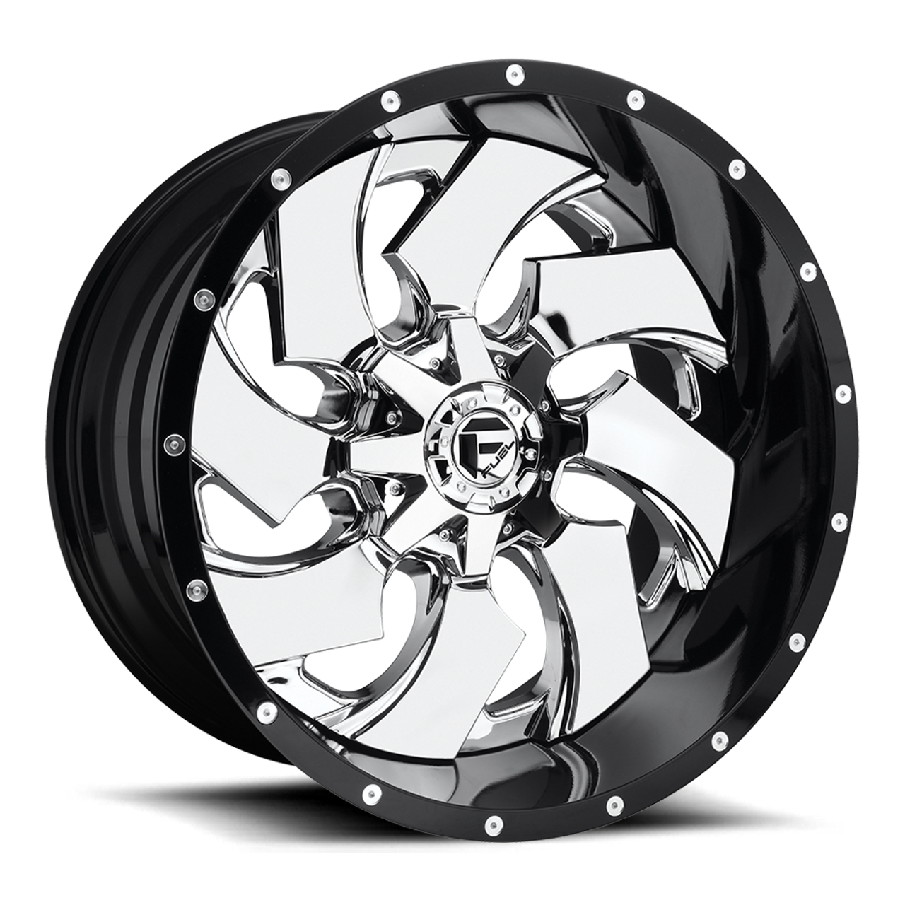 Set 4 Fuel 2PC D240 Cleaver 20x9 8x170 Chrome Plated Gloss Black Wheels 20" 20mm