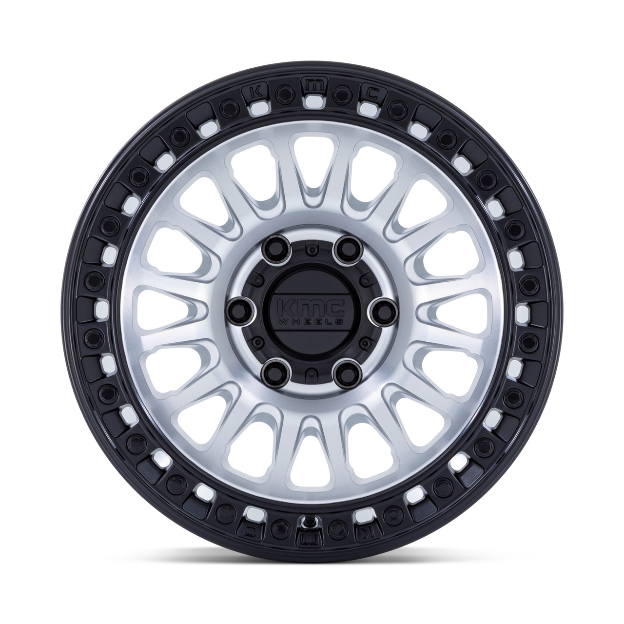 18" KMC KM552 IMS 18x9 8x170 0mm Machined Black Lip Offroad For Ford Truck Wheel Rim