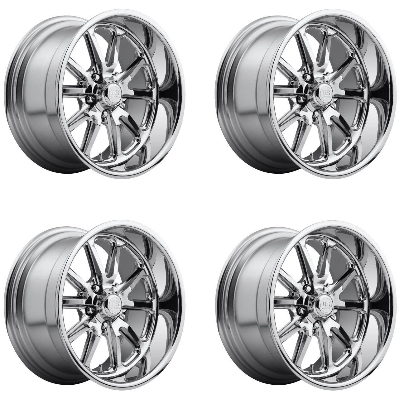 Set 4 18" US Mag U110 Rambler 18x7 5x4.75 1mm Wheels Chrome Plated Classic Rims