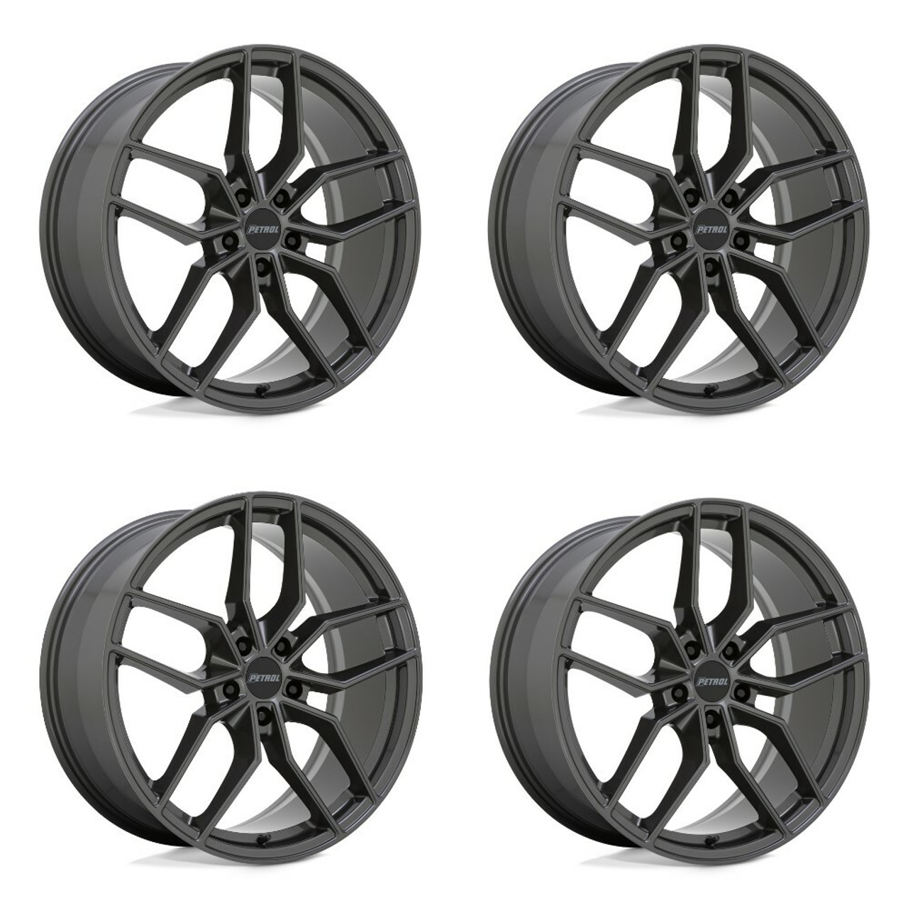 Set 4 Petrol P5C 20x8.5 5x120 Gloss Gunmetal Wheels 20" 35mm Rims