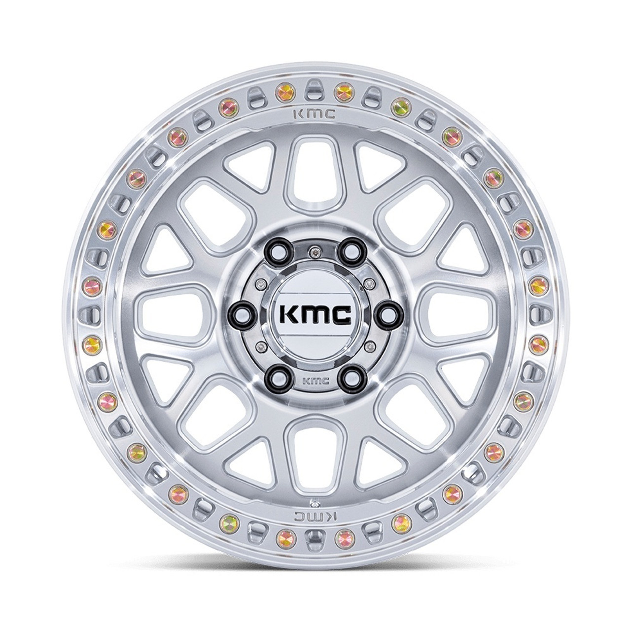 17" KMC KM549 GRS Gloss Silver W/ Machined Face 17x9 Wheel 5x5  0mm Rim