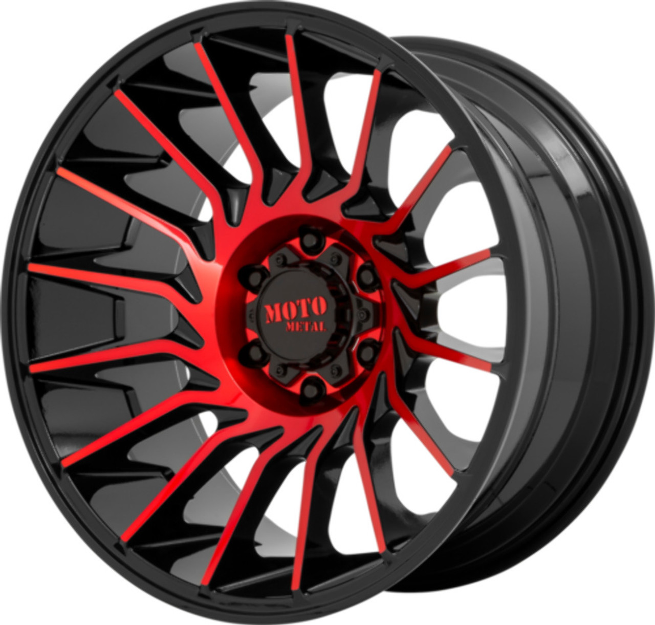 Set 4 Moto Metal MO807 20x10 8x6.5 Black Machined Red Tint Wheels 20" -18mm